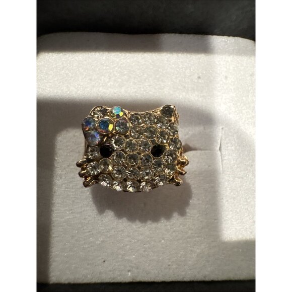 Adorable Hello Kitty Cat Kitten Silvertone Costume Adjustable Ring NEW w Box A12 - Picture 1 of 7